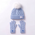 Little Curls Powder Blue Cable Knit Satin-Lined Beanie & Glove Set - Only Curls