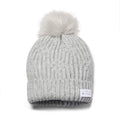 Little Curls Satin Lined Knitted Beanie Hat - Soft Grey with Pom Pom - Only Curls