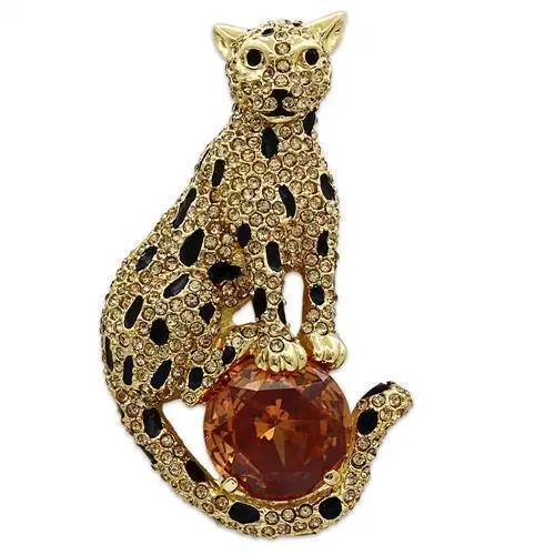 LO2399 - Gold White Metal Brooches with AAA Grade CZ  in Champagne - foxberryparkproducts