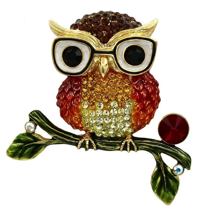 LO2408 - Gold White Metal Brooches with Top Grade Crystal  in Multi Color - foxberryparkproducts