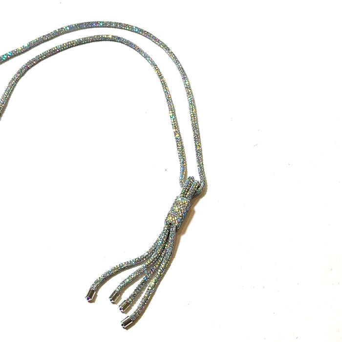 Style the Long Rhinestone Square Tassel Necklace exclusively at Born To Glam