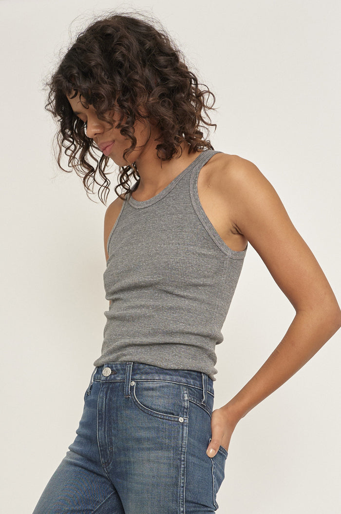 Long Rib Tank - Heather Grey