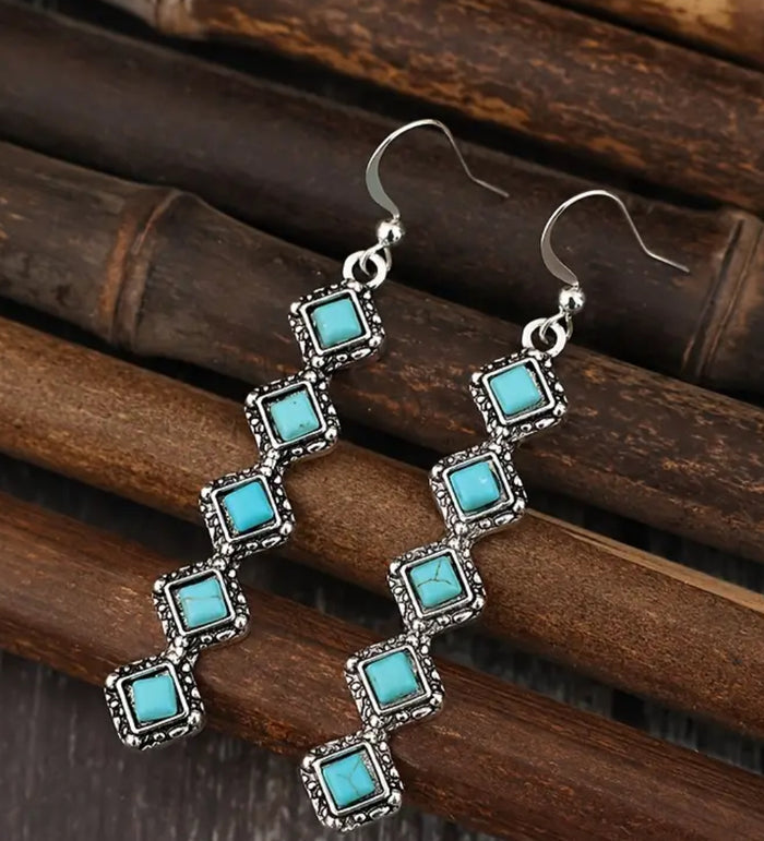 Long Turquoise Drop Earrings