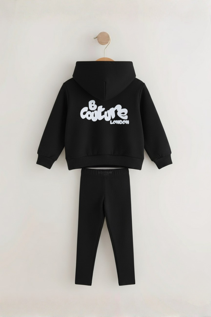 Luna Girls Leggings & Hoodie Set - Black