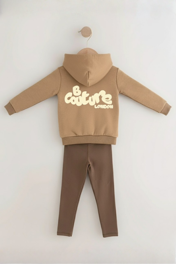 Luna Girls Leggings & Hoodie Set - Mink Brown