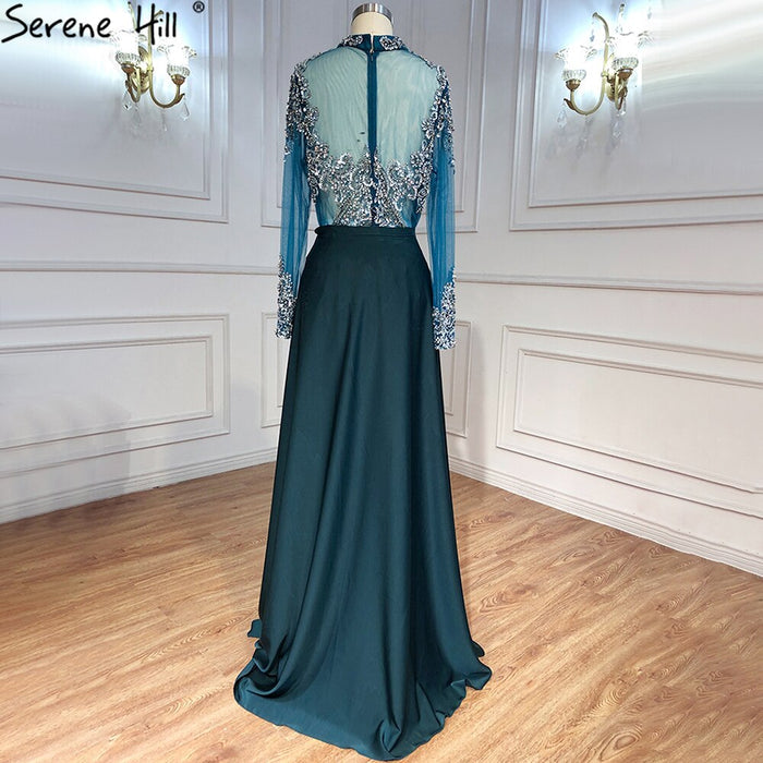 Luxury Muslim Black With Overskirt Mermaid Long SleeveEvening Dresses For Woman LA71011 - SERENE HILL