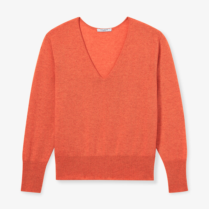 Packshot image of the martha sweater in papaya