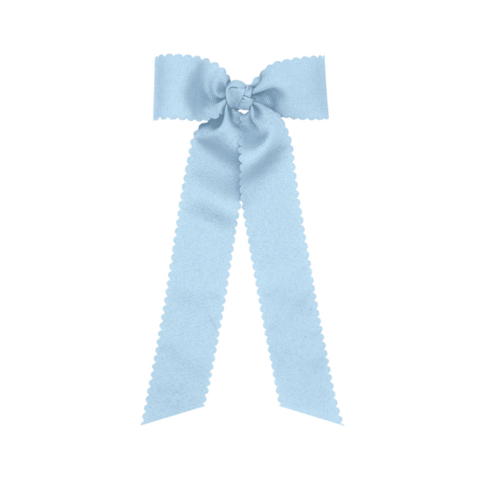 Medium Grosgrain Bowtie with Scalloped Edge, Knot Wrap, and Streamer Tails