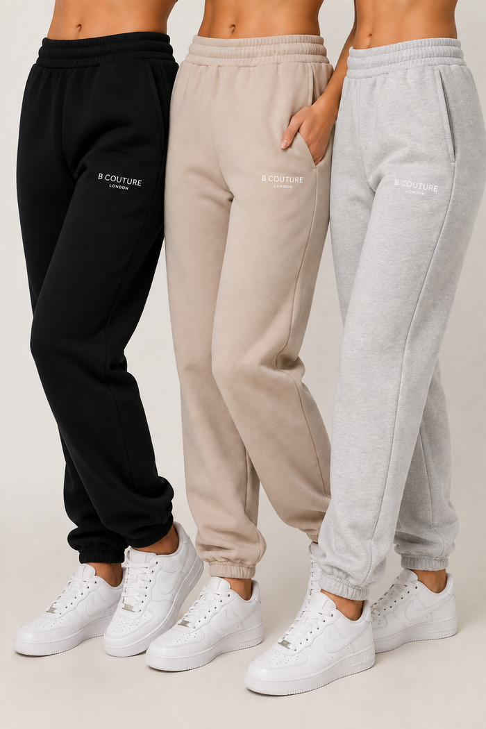 Melia 3-Pack Fleece Joggers - Black/Grey/Beige