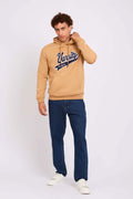 Men Sweat Shirt Regular Fit Front Printed Brown
