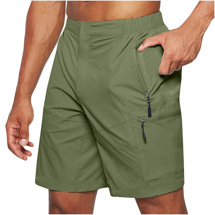 Men's cargo shorts with multi-flap pockets and quick-drying fabric shown as a detailed catalog image for everyday wear, view.