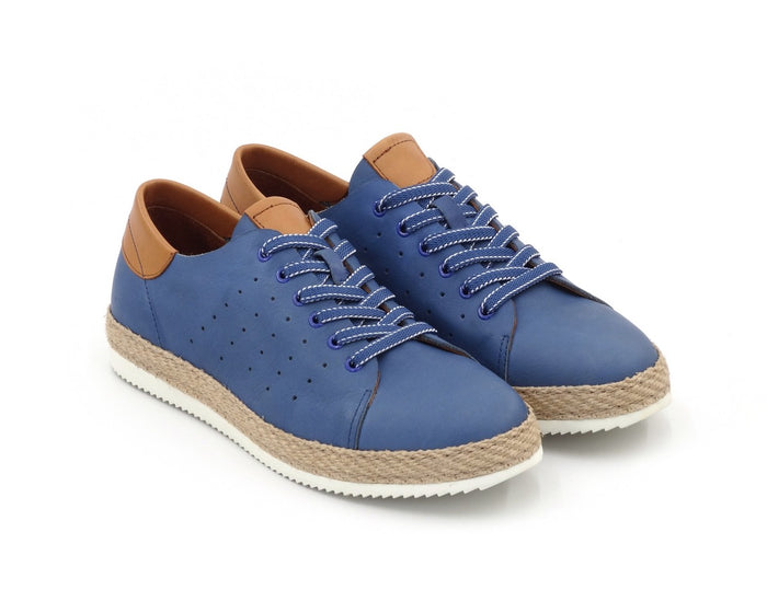 Men's Genuine Leather Blue Sport Shoes Casual Footwear - foxberryparkproducts