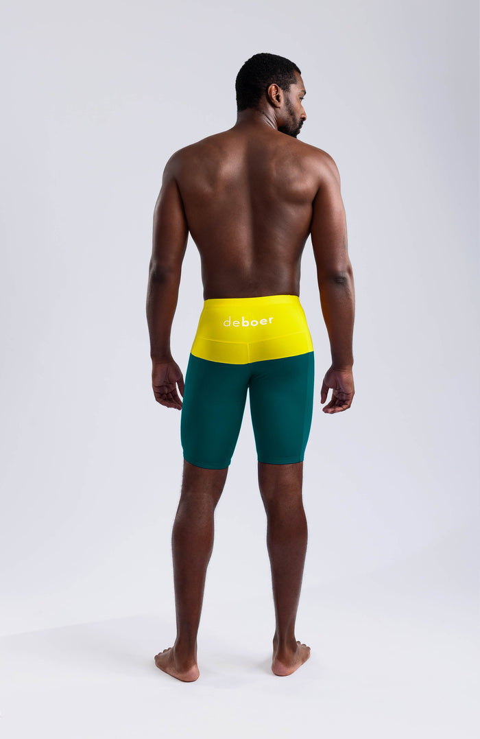 men's jammer polo/yellow-teal - deboer swim