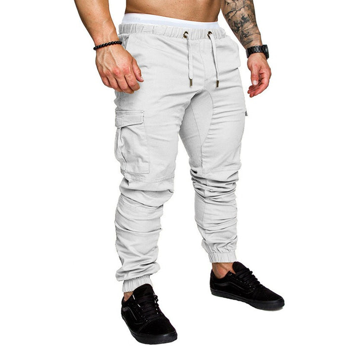 Men's workwear pants in cotton blend with multi-pocket utility styling loose fit, mid waist and lace-up closure for daily use