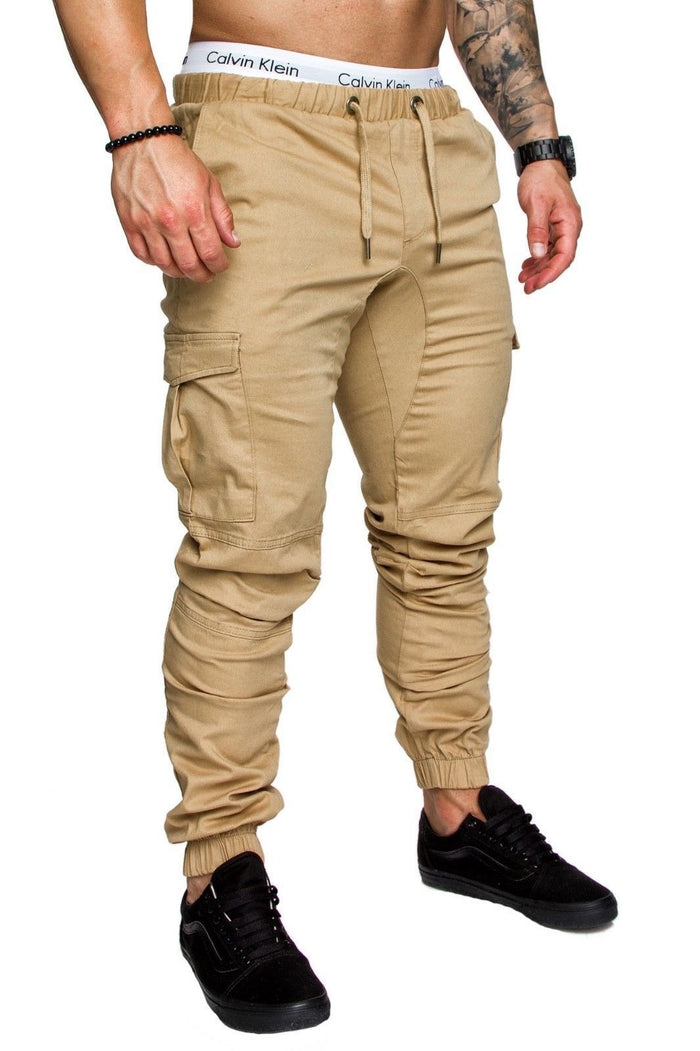 Men's workwear pants with cotton blend fabric, multi-pocket design loose fitting shape and mid waist for casual daily outfits