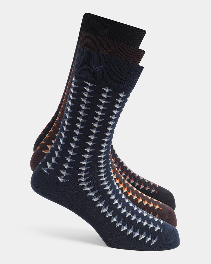 Mercerised Cotton Crew Length Socks Pack of 3 - Waushal
