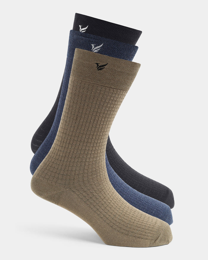 Mercerised Cotton Crew Length Socks Pack of 3 - Wendelian