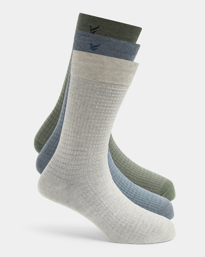 Mercerised Cotton Crew Length Socks Pack of 3 - Wendelin