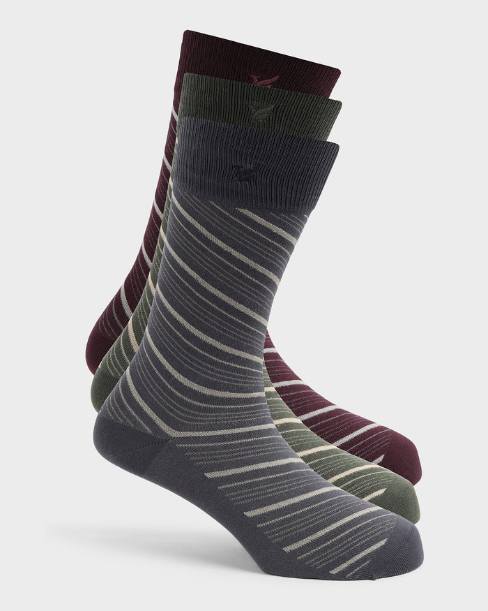 Mercerised Cotton Crew Length Socks Pack of 3 - Wenzeel