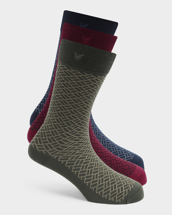 Mercerised Cotton Crew Length Socks Pack of 3 - Wiebke