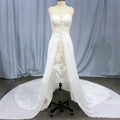 Mermaid Floral Lace High Low Wedding Dress with Tank Sleeves - Rosymae