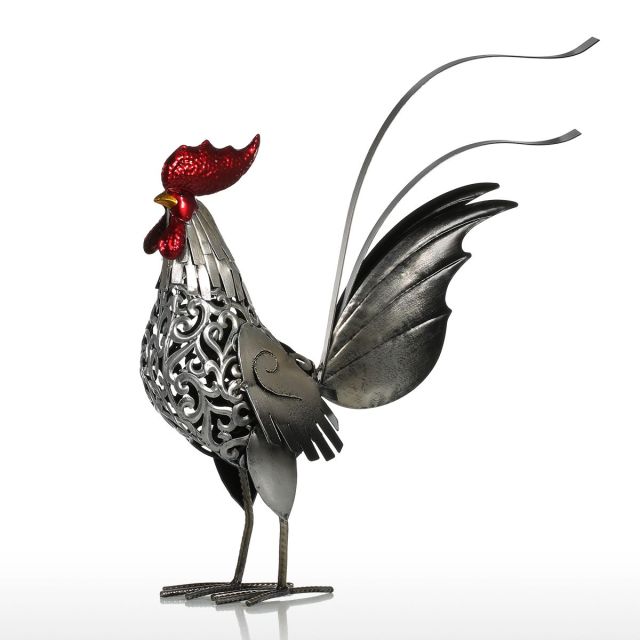 Metal Figurine Rooster Sculpture - foxberryparkproducts