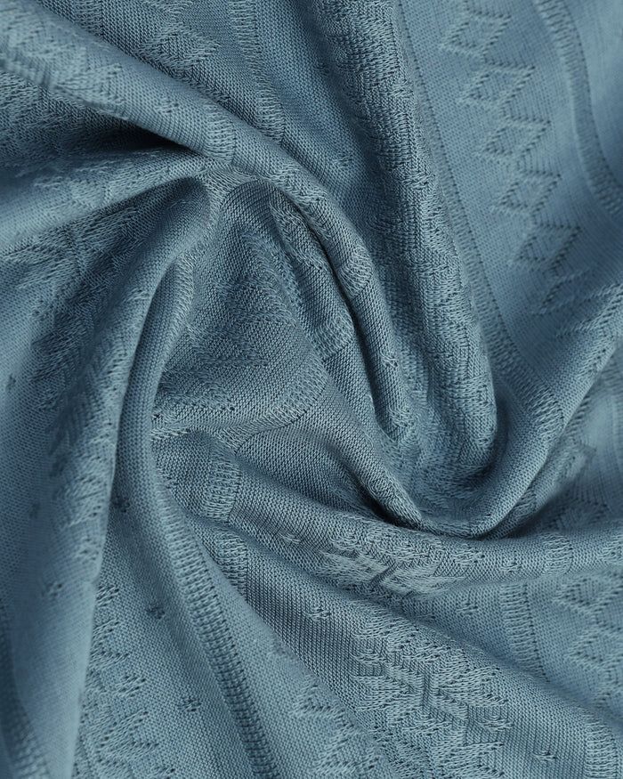 Mid Blue Crew Neck Textured T-Shirt - Lep