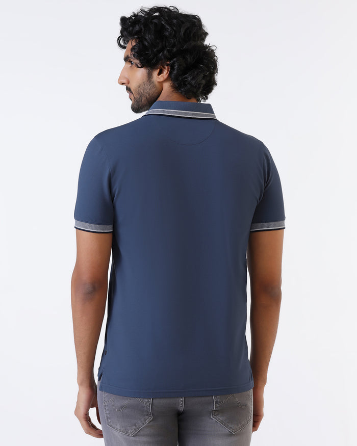 Mid Blue Solid Polo - Taurus