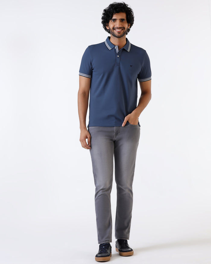 Mid Blue Solid Polo - Taurus