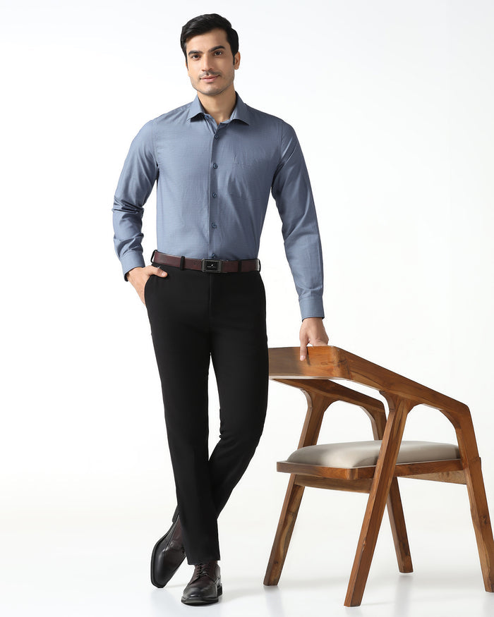 Mid Blue Textured Shirt - Zander