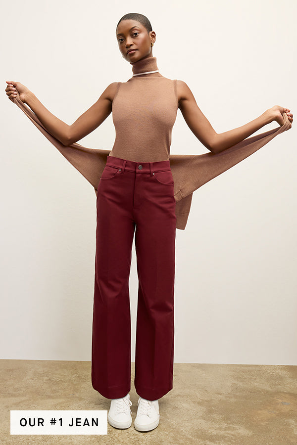 front image of a woman wearing the milo jean in berry jam | Exclude | Grid