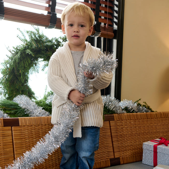 image of a boy wearing the mini snyder jacket in ivory