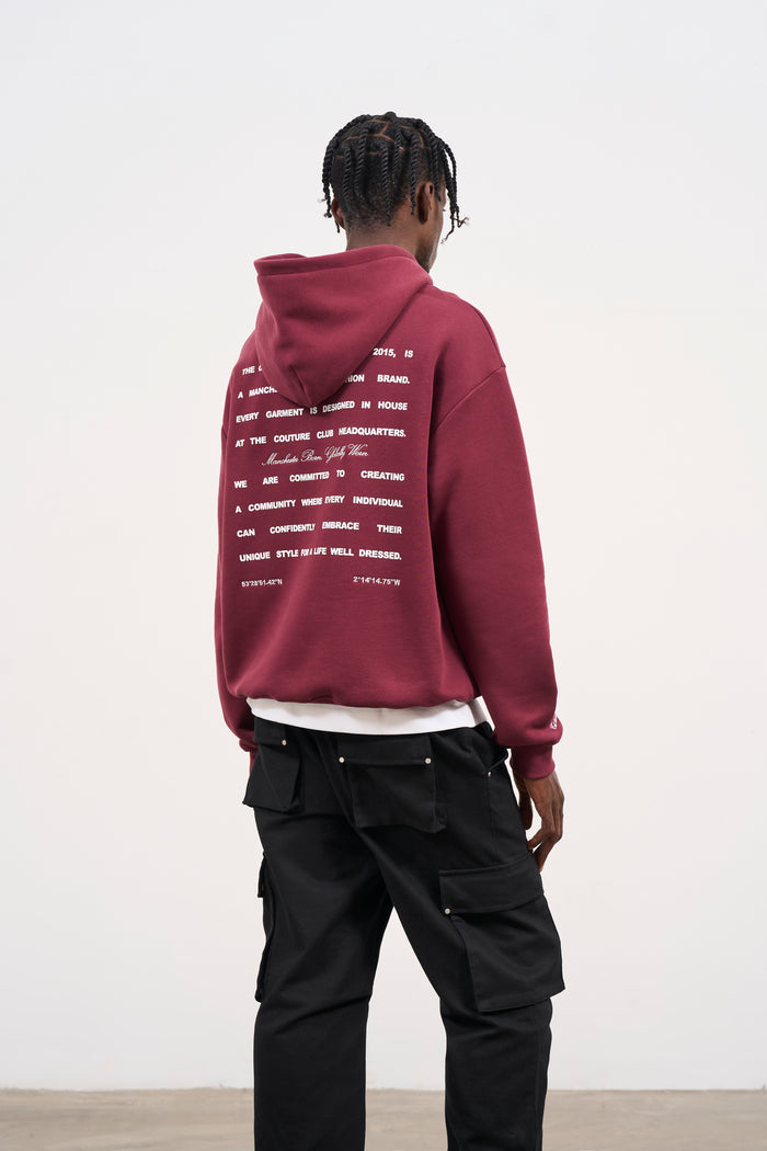 MISSION STATEMENT RELAXED HOODIE - BURGUNDY