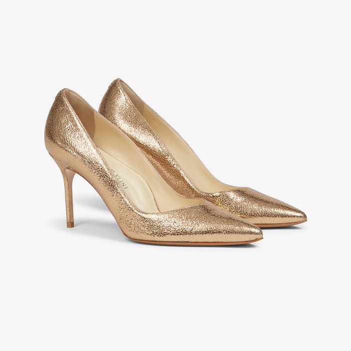 Packshot image of the sarah flint perfect pump in gold crackle | Lead