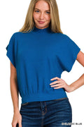 Mock Neck Short Dolman Sleeve Sweater