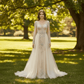 Modest V-neck Mother of The Bride Dresses with Long Sleeves - Rosymae