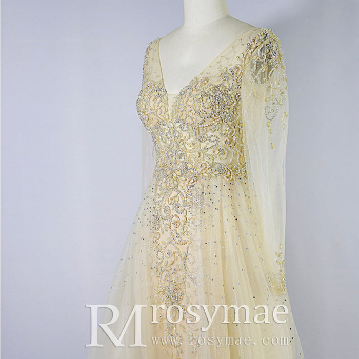 Modest V-neck Mother of The Bride Dresses with Long Sleeves - Rosymae
