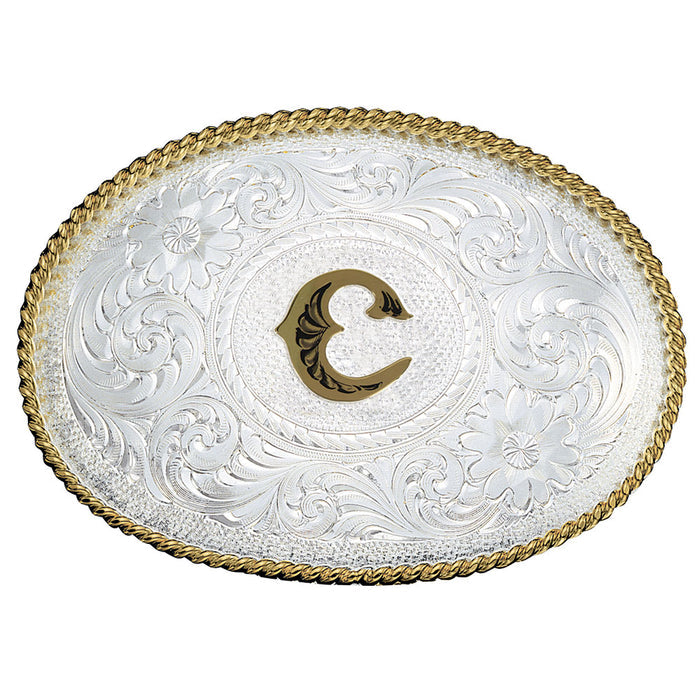 Montana Silversmiths Initial C Silver Engraved Gold Buckle