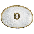 Montana Silversmiths Initial D Silver Engraved Gold Trim Buckle