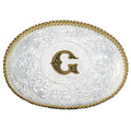 Montana Silversmiths Initial G Silver Engraved Gold Trim Buckle