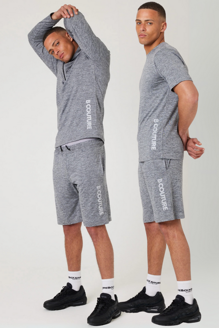 Moreton Gym Shorts, Quarter-Zip Top & T-Shirt Set - Grey