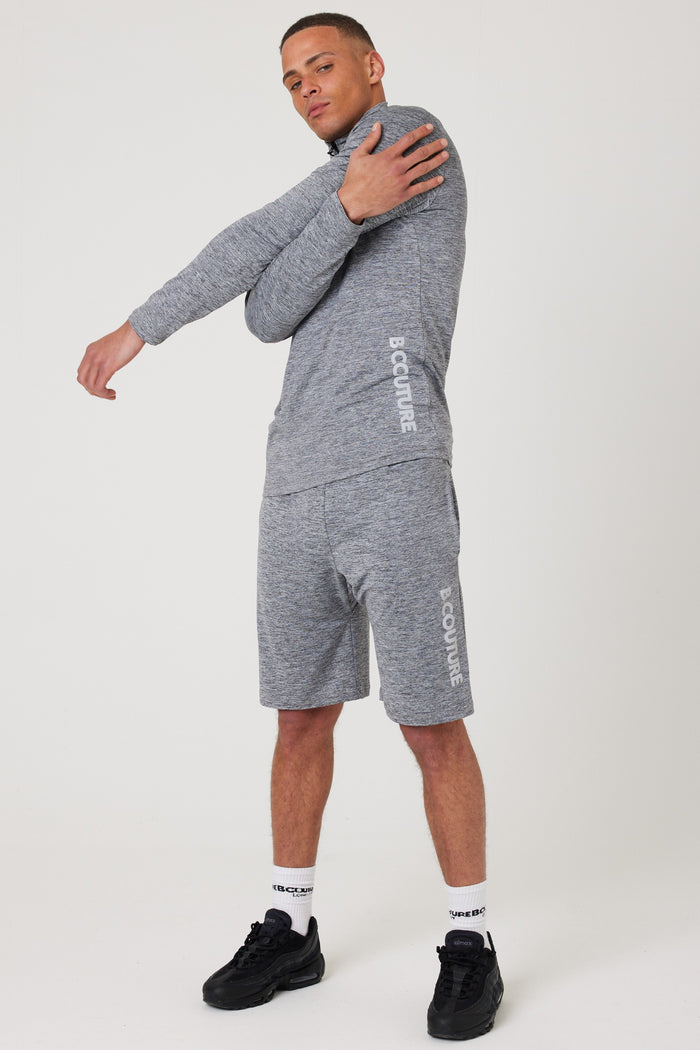 Moreton Gym Shorts, Quarter-Zip Top & T-Shirt Set - Grey