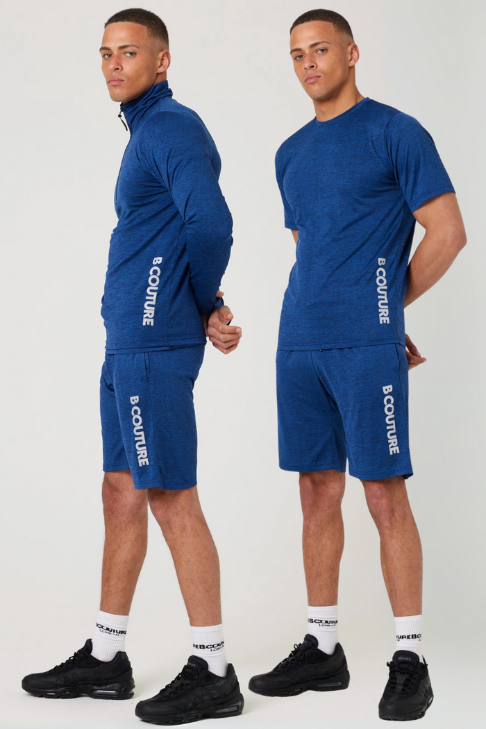 Moreton Gym Shorts, Quarter-Zip Top & T-Shirt Set - Navy