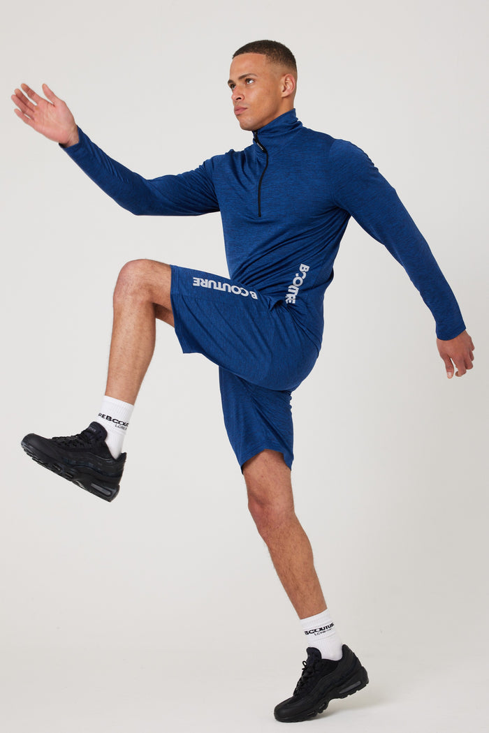 Moreton Gym Shorts, Quarter-Zip Top & T-Shirt Set - Navy