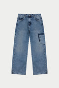 MULTI POCKET WASHED JEAN - BLUE WASH