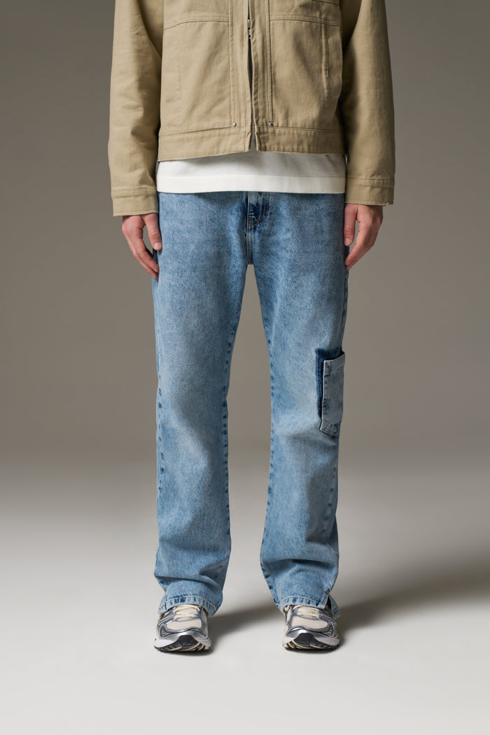MULTI POCKET WASHED JEAN - BLUE WASH
