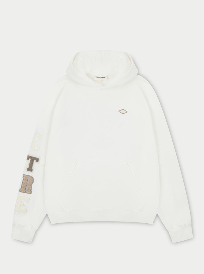 MULTIBADGE CHENILLE HOODIE - OFF WHITE