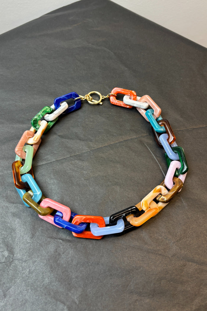Multicolour Square Link Necklace image 1