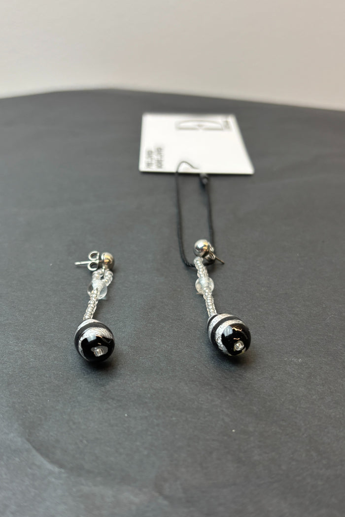 Muracho Glass Silver & Black Earrings image 1