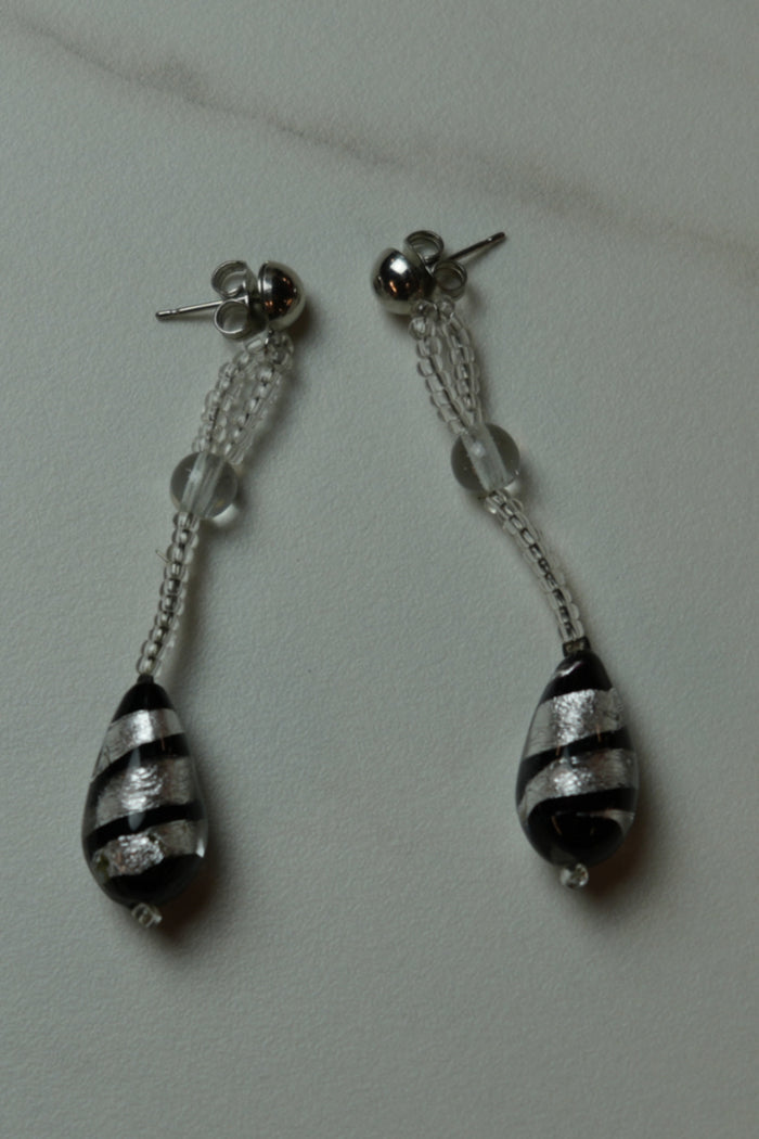 Muracho Glass Silver & Black Earrings image 2